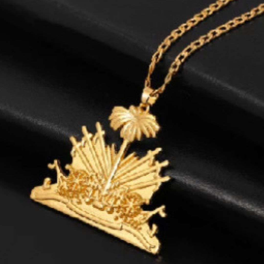 Gold Haitian Flag Necklace