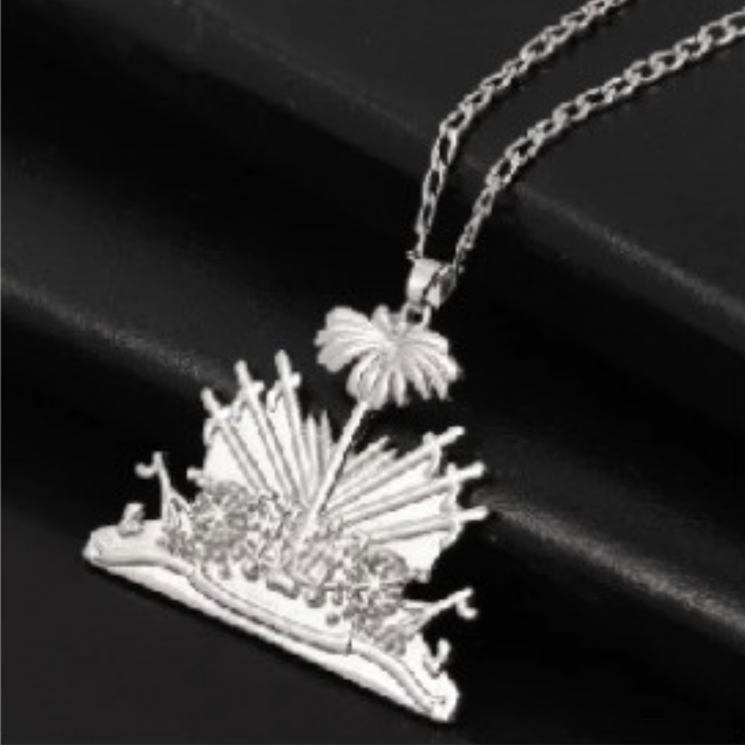 Silver Haitian Flag Necklace