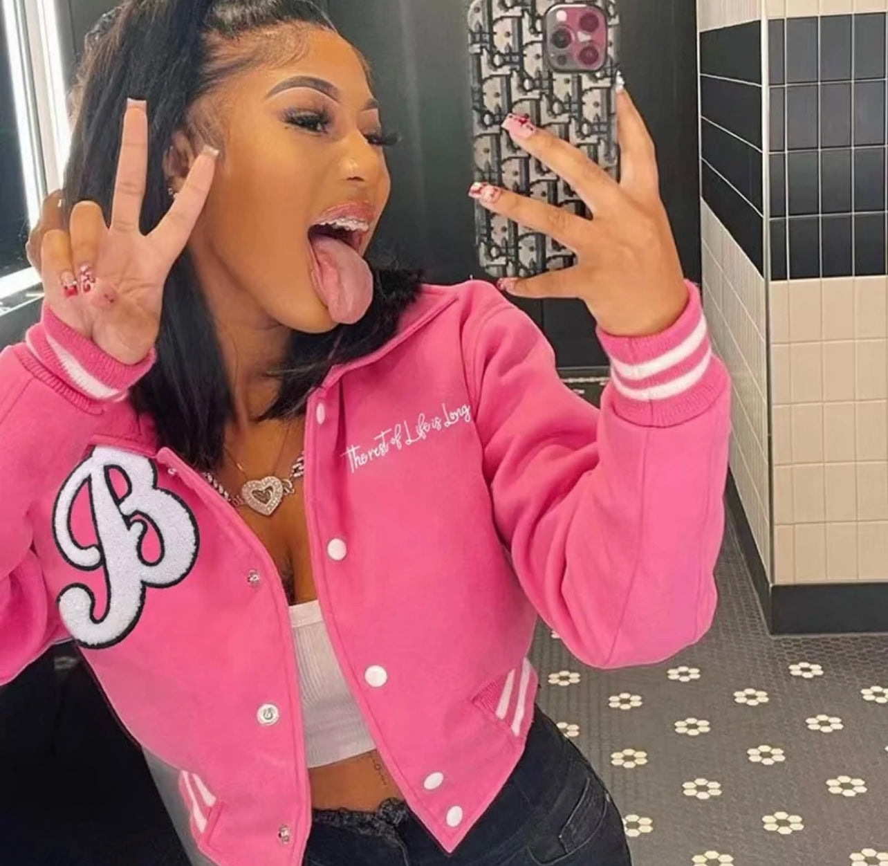 Womens Varsity Jacket Fashion Print Womens Coats.