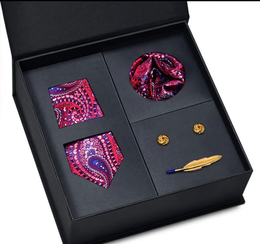 Men silk neck tie set with gift box