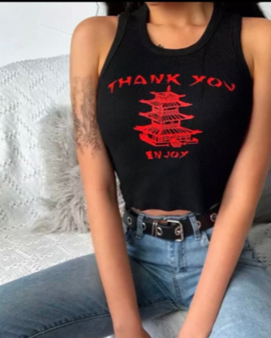 Sexy Chinese Fortune Graphic Design Inspired Tank
